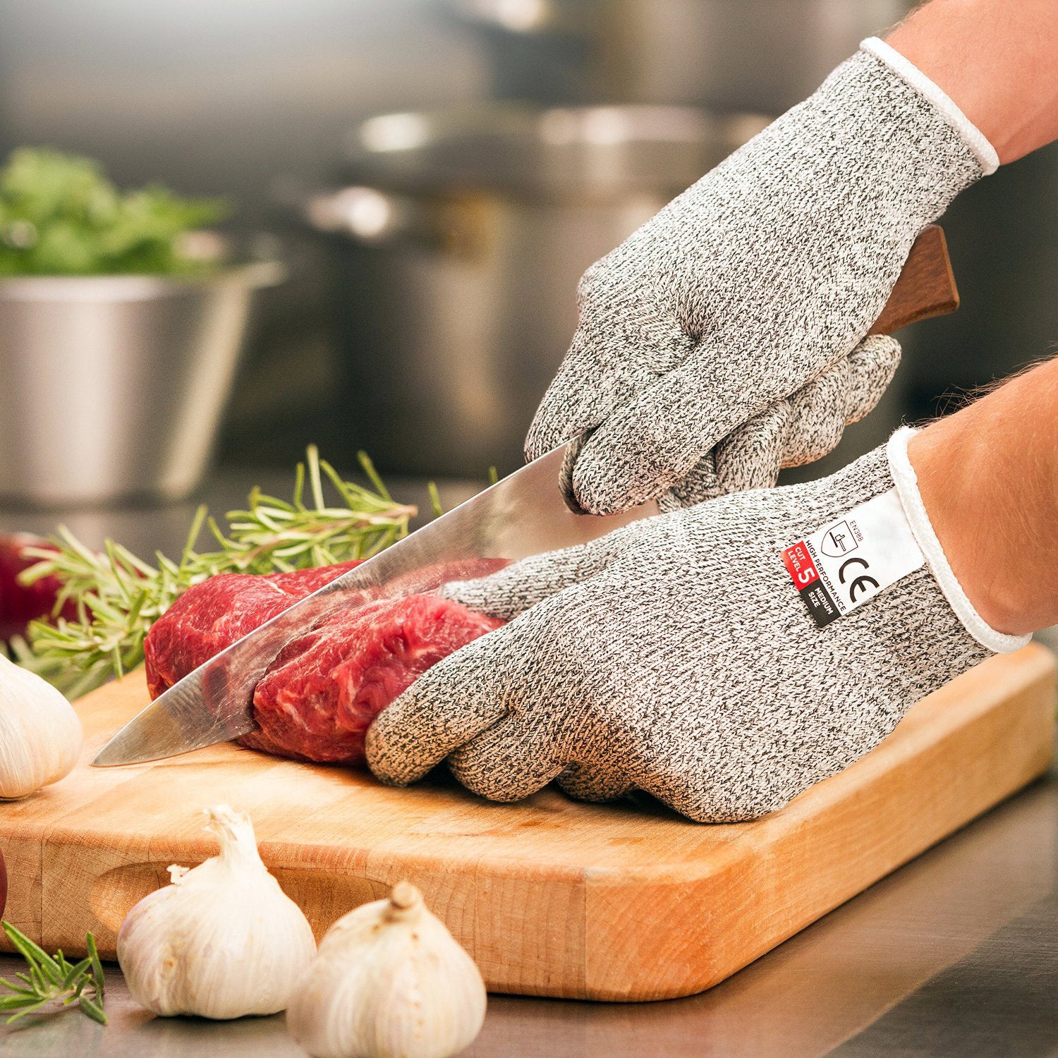 Cut Resistant Gloves - Gray, High Performance Level 5